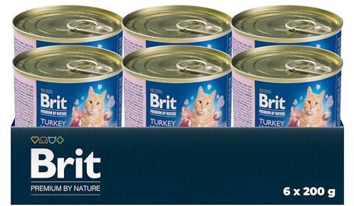 Brit Premium Pâté - Comida húmeda para Gatos, Pavo e hígado, 6 x 200 g | Textura cremosa, bien tolerada, enlatada, enriquecida con nutrientes, irresistiblemente deliciosa, con pavo e hígado