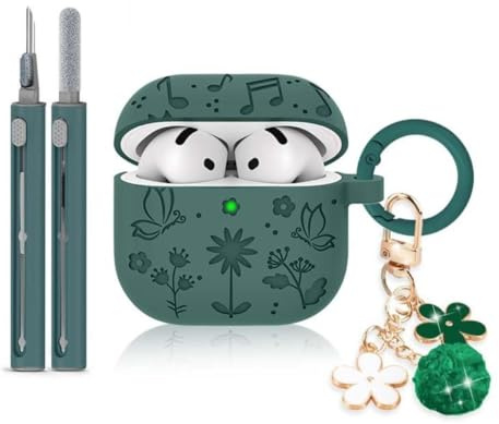 INF 3D-präglat fjärils- och blomsilikon skyddsfodral kompatibelt med AirPods 4 – hudvänligt, dammtätt, tvättbart