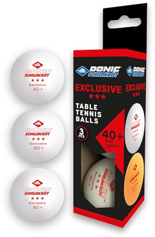 Donic-Schildkröt Tischtennisball Exclusive 3-Stern, Poly 40+ Qualität, für fortgeschrittenes Freizeitspiel und intensives Training, weiß, orange oder im Farbmix, 6 STK. / 3 STK.