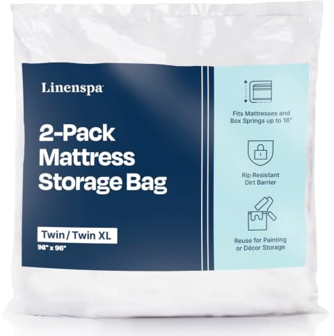 Linenspa Matratzentasche – 2 Stück King/California King Matratzentaschen für Umzug und Aufbewahrung – Matratzenschutz – Matratzenaufbewahrungstaschen – Matratze & Boxspring-Aufbewahrungstasche