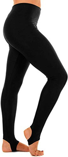 Crazy Chick® Leggings con estribos para niñas, para deportes, escuela, danza, ballet o gimnasia, mallas deportivas, Negro, 5-6 años