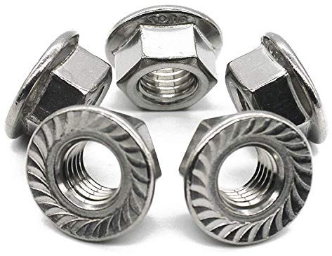 Écrou de contre-dents conforme à la norme DIN 6923 avec bride et denture en acier inoxydable A2