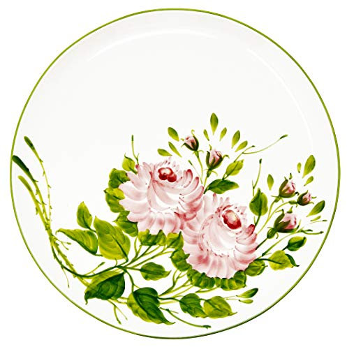 Lashuma Dekoplatte aus Italienischer Keramik, Runde Aufschnittplatte Ø 34 cm, Handbemalter Servierteller Design: Rose