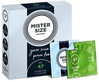 MISTER SIZE Kondome gefühlsecht hauchzart 47mm im 3er Pack/extra dünn & extra feint/Kondom aus 100% Naturkautschuk-Latex in deiner Größe XS - S/natural feeling 3er Condome Packung