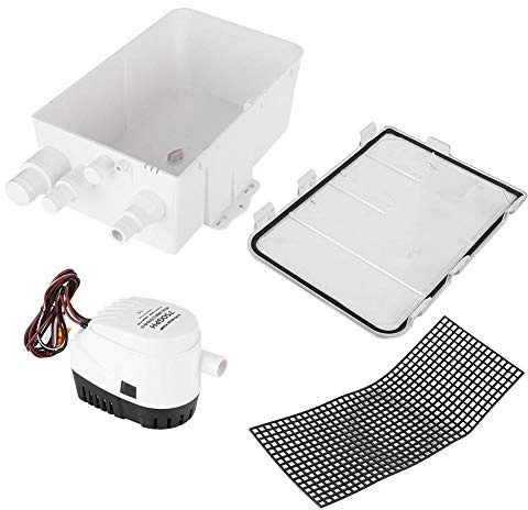 Duschwannenpumpe, DC 12V/24V 750GPH Duschwannenpumpe Automatischer Schalter Bilgenablaufkasten Mehrfacheinlass für Schiff[12V]
