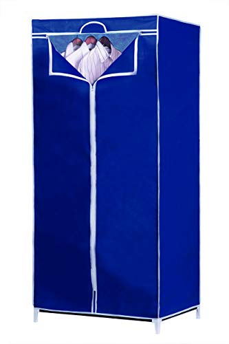 Alpina - Armadio in Tessuto TNT Guardaroba Asta Appendiabiti Campeggio 75 x 50 x 160 cm Blu