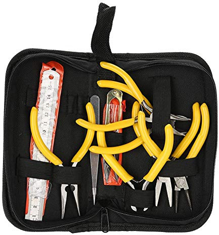 Wakects Kit de Herramientas para Hacer Joyas, 9 Piezas Profesionales, Alicates de Joyería con Punta Plana y Curvada para Reparación y Diseño DIY