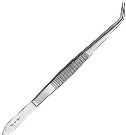 May – Pinzas técnicas – Punta fina y curvada – 20 cm de largo – Pinzas de electricista – Pinzas industriales – Acero inoxidable