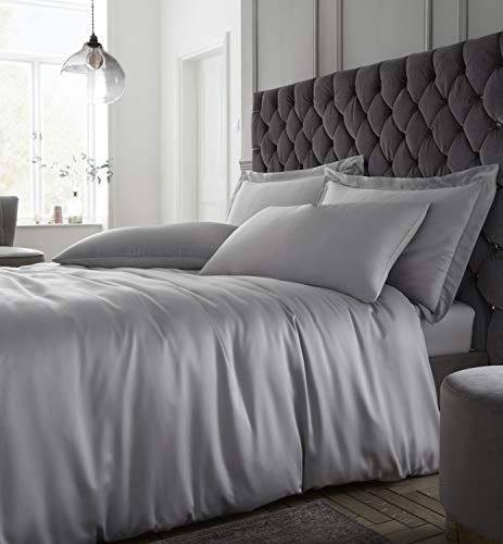 Catherine Lansfield Silky Soft Satin Double Duvet Set Silver