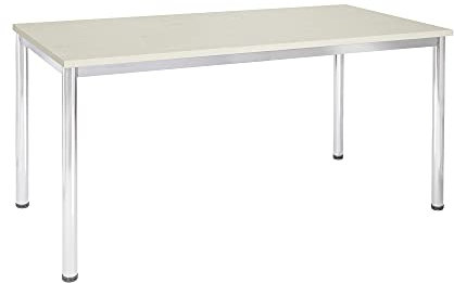 Schreibtisch u. Besprechungstisch mit verchromten Tischgestell | Konferenztisch Bürotisch Computertisch Mehrzwecktisch Arbeitstisch PC-Tisch Homeoffice-Tisch (Ahorn, 200 x 80 x 77,5 cm)