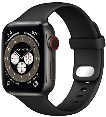 Lobnhot Compatible for Apple Watch Straps 38mm 40mm 41mm, Soft Sport Silicone Replacemnet Band Compatible with iWatch Series 10 9 8 7 SE 6 5 4 3 2 1 for Women Men, Black