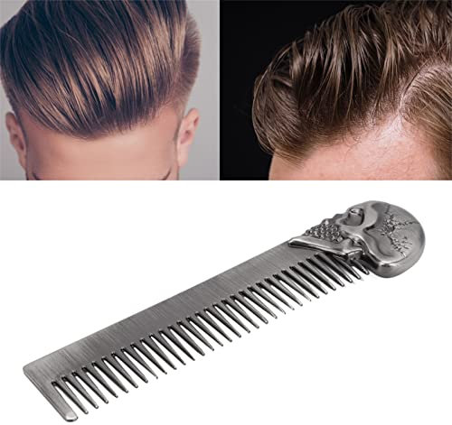 Peigne en métal de poche peigne cran d'arrêt peigne à barbe de poche élégant et robuste léger pour un usage quotidien(Argent) peine de barba Peignes