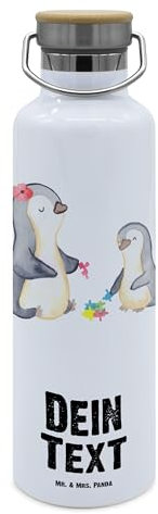 Mr. & Mrs. Panda Personalisierte Trinkflasche Sozialpädagogin Herz - Geschenke, Geschenk, Selbst Gestalten, Wasserflasche Mit Namen, Gravur, Flasche