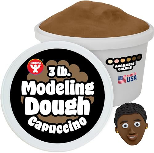 Hygloss Play Modeling Dough for Kids – Multicultural Skin Tones – Safe & Non-Toxic Sensory Dough for Arts & Crafts – Play Clay for Toddler Activities, Preschool Classroom Must-Haves (3 lb, Cappuccino)