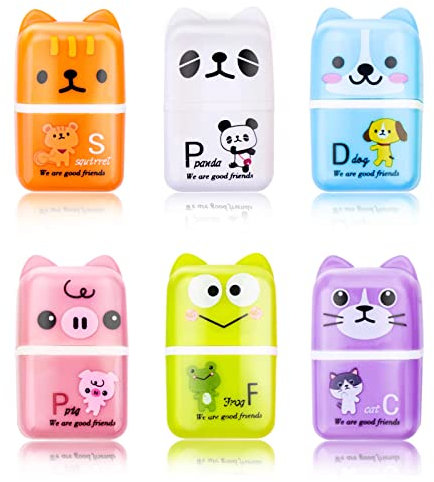 Niedlicher Cartoon Radiergummi,6 PCS Cartoon Tier Radiergummis Gummi Kinder Radiergummis mit Rasierrollen Etui für Kinderpartys Schule Bürobedarf Schreibwaren
