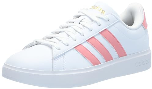 adidas Grand Court Cloudfoam Lifestyle Court Comfort Shoes TrainersWomen, White Semi Pink Spark Metallic Gold, 6 UK