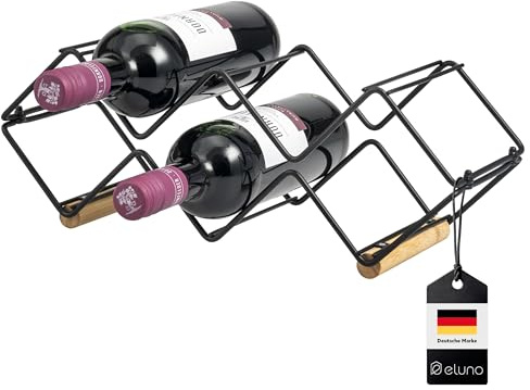 eluno Weinregal für 5 Flaschen, aus Metall und Bambus, stapelbar (ca. 39 x 14,5 x 15 (B/H/T), 1, Stück)