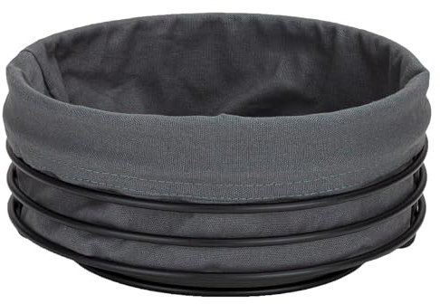 JUSTINUS Brotkorb - Anthrazit - Schwarz - Edelstahl - Ø 23 cm - mit Stoffeinlage - rund