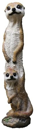Statues d'animaux de jardin Mangouste Simulation mère-enfant Ornements de suricate,Sculpture de jardin peinte à la main Figurines d'extérieur pour la pendaison de crémaillère Décorations de jardin