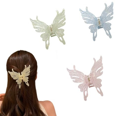 JIZIYUER 3 Stück 8,9 cm große Schmetterlings-Haarspangen, rutschfeste Haarklammern, Haarklammern für dicke, dünne Haarspangen, niedliches Haar-Accessoire für Damen und Mädchen