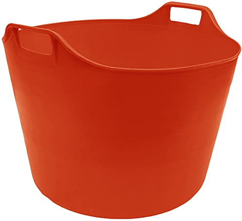 Generic Extra Large Robust Versatile Multipurpose Flexi Tub Plastic Storage Container Laundry Basket/Feeding Bucket Polyethylene Flexi Tub - (ORANGE, 75L)