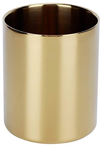 Edelstahl-Bleistiftbecherhalter, Stifthalter, Stiftbecherhalter, Schreibtisch-Organizer, Behälter, Schreibtisch, Schreibwaren-Organizer, Tischvasen, Blumentopf, Make-up-Pinselhalter, Edelstahl,(Gold)