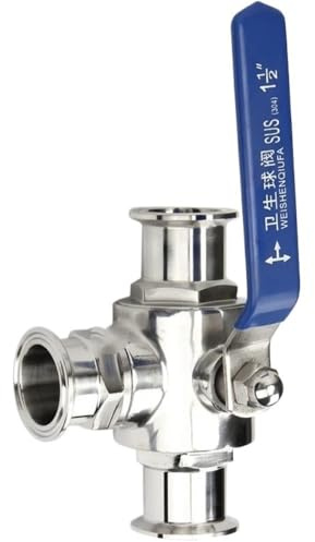 AYYSSM Passend for 38 mm 1-1/2 Zoll Rohr-Außendurchmesser x 1,5 Zoll Tri-Clamp-Clover-Sanitär-T-Stück mit 3-Wege-TL-Anschluss-Kugelhahn aus SUS 304-Edelstahl for selbstgebrautes Bier (Size : T-Port)