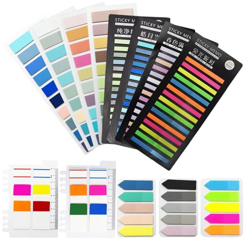 PXBSNB 2420 Stück Haftstreifen, 13 Stile Index Tabs Sticky Notes, Haftnotizen Klebezettel Pastell, Klein Seitenmarker Selbstklebend, Repositionierbar Page Marker für Schule Zuhause Büro
