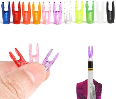 SHARROW 50pcs Archery G Pin Nock Plastic Arrow Nocks Tails for 3.2mm Aluminum Pins(Transparent Yellow)