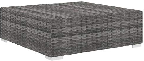 HETFTJN Wohnzimmer Sofa Gartenlounge Gartenstühle Mini Lounge - Modular-Fußhocker 1 STK. + Auflagen Poly Rattan Grau für Schwimmbad Terrasse Garten Speisesaal