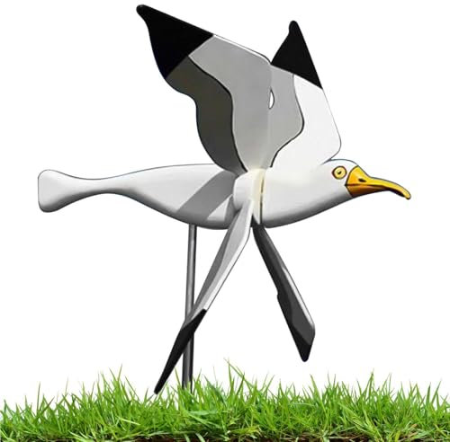 Moulin À Vent Jardin Mouette - Girouette Jardin Exterieur Animaux | Windmill Ornements Garden | Moulin À Vent Tourbillon Mouette Jardin,Sculptures Cinétiques À Vent,Sculptures Cinétiques À Vent