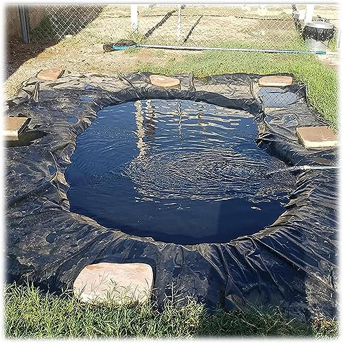 Wasserdichte Teichfolie für Gartenteiche, Wasserfall, Bachläufe und Springbrunnen, schwarze Fischpoolfolie mit Unterlage, langlebige Gartenpoolabdeckung für Bachläufe und Wasserfälle, 6 x 7 m Größe