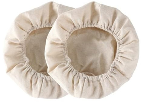 Cesta de Prueba para Fermentación de Pan con Forro de Lino y Cubierta de Mimbre Natural, 2 Unidades con Cepillo de Silicona Azul