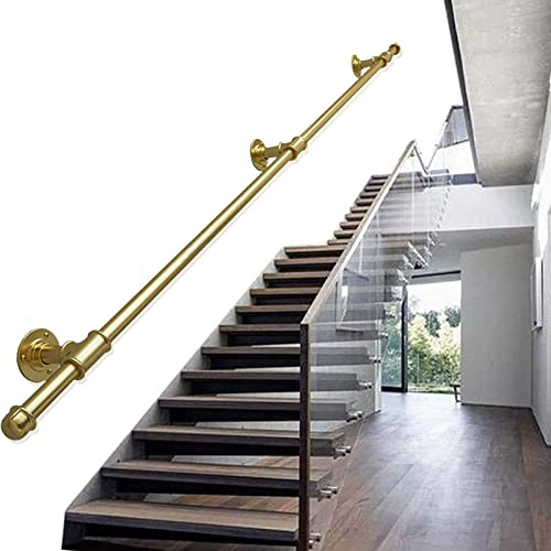 Wandmontierter goldener Handlauf für Treppen mit Halterungen, für Innen- und Außenbereich, Geländer, 4,5 m