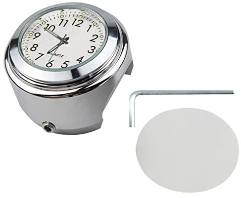 jiingekk Montre de guidon, horloge de moto étanche pour guidon de moto, horaire horloge avec clé – Coque plaquée fond blanc