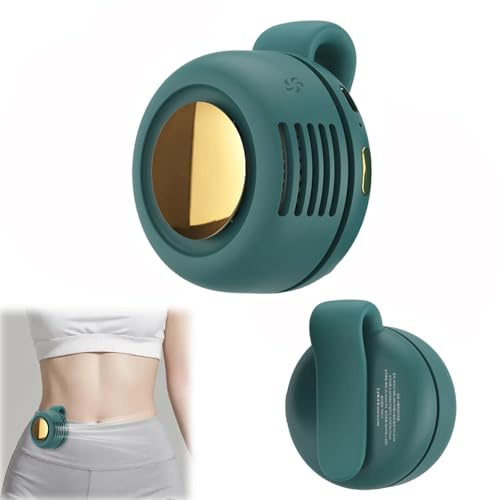BRTNUP Silent Mini Bladeless Fan Portable Waist Clip Fan Rechargeable Hands-Free Belt Fans with 3 Speeds for Travel Office Shirt, Summer Gift for Outdoor Lovers (Green)