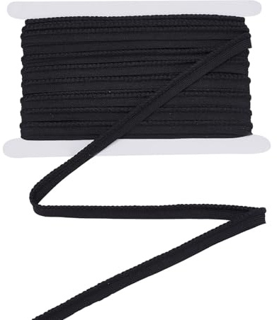 letsinstyle 10 Yards 0.39 Inch Wide Black Twisted Lip Cord Trim, Cord-Edge Piping Trims Polyester Piping Bias Tapes, Sewing Accessories for Dress Costume Home Textile Decoration