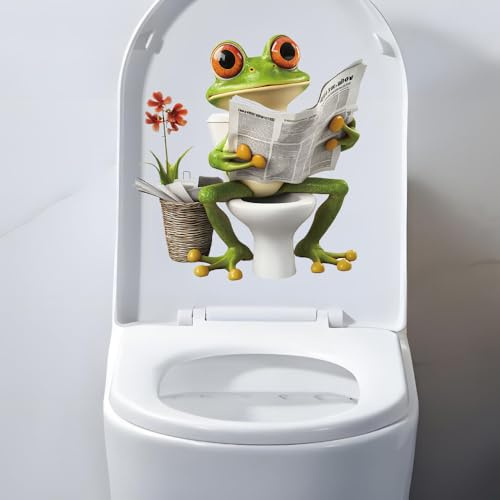 3D-Toilettenaufkleber Tiermotiv, selbstklebend, wasserdicht, abnehmbar, Frosch, WC, Lotus, Toilettendeckel, Sitzbezug, Dekoration, Wandaufkleber