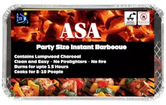 Disposable Party Size Instant Barbecue Lighting Lumpwood Charcoal Ideal for Garden BBQs Outdoor Parties Picnic & Camping Grill Burns for Up to 1.5 hours Cooks for 8-10 People 1.27kg