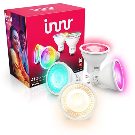 innr Zigbee GU10 Ampoule Connectée, Fonctionne avec Hue* et Alexa (Pont Requis), Spot Blanc et Couleur, 16 Millions de Couleurs, Ampoules RGB, LED Lampe, Intensité Variable, 410 lumens - 4 Pièces