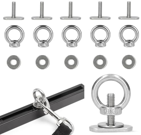 6 Stück Ringmutter M8, Augenschraube Hammerkopfschrauben Edelstahl Ösenschraube mit Unterlegscheiben für Anhänger Festziehen Aufhängen