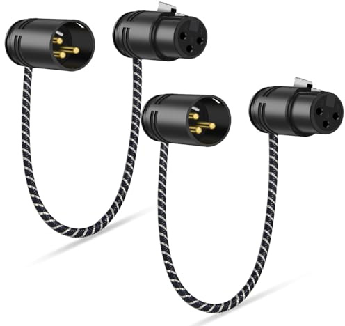 NCGGY XLR Kabel 0.3M 2Pack,Verstellbarer Winkel XLR Mikrofon kabel,X LR Stecker zu Busche,Sauerstofffreies Kupfer (OFC) Mic Kabel für Verstärker,Aufnahmestudio,LautsprechersySteme,Mischpult