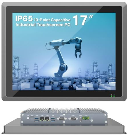 NORQIN Panel PC Industriel Embarqué 17, Ordinateur Tactile Tout-en-Un | IP65 Écran Capacitif 10 Points,Windows 10 Pro,pour Automatisation,Kiosque et Surveillance(i5-1235U,8Go RAM 512Go SSD)