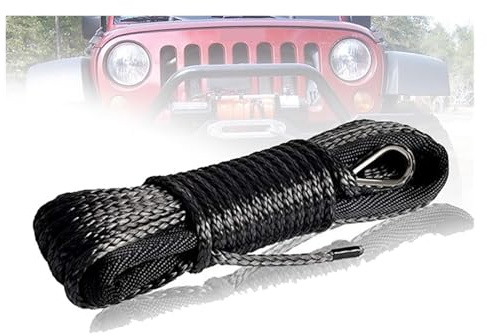 Cable de cabrestante sintético 4 mm x 15 m, Cable Remolque Fibra Resistente, Accesorios for vehículos Todoterreno, ATV y UTV Fuerte Capacidad de Carga(Gray)
