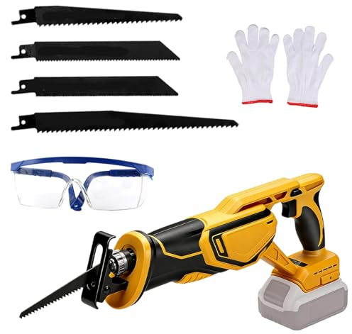 Reciprocating Saw Compatible with Dewalt 20V Battery, 3500SPM Brushless Cordless Reciprocating Saw with Safety Glasses, 4 Variable Speed Electric Wood Saw for Metal, Wood, PVC Cutting (No Battery)