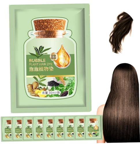Tinture Per Capelli Vegetali Naturali 10 Pezzi Tintura Per Capelli A Bolle Rinfrescante A Lunga Durata 30ml Pianta Bolle Delicata Cura Colorazione Veloce, Marrone Castano Naturale