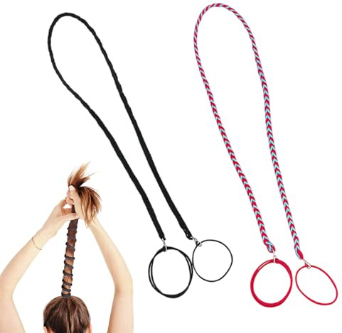 Rip Tie Elastic Hair Ties – 2 Pcs Spiral Hair Bands, No Damage Ponytail Holders, Strong Non-Slip Braided Hair Bands for Thick, Curly & Long Hair, Sports Hair Ties for Running, Cycling, Swimming