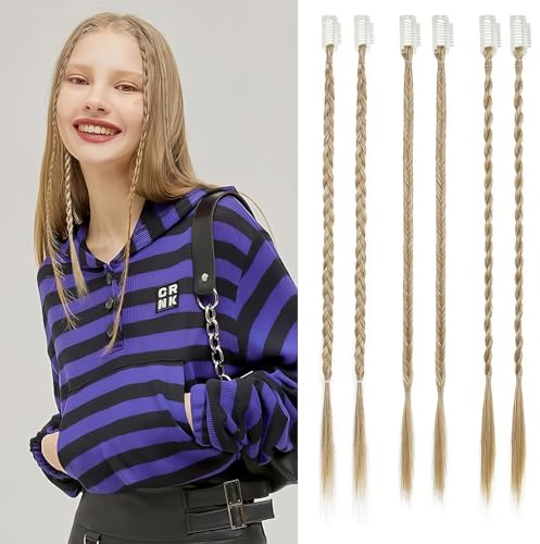 BKEPDY 6 Extension Capelli per Treccine Africane con Clip Eleganti e Naturali Treccia Finta Capelli Extension Capelli Fibra Sintetica per Stile Boho e Casual (Oro)