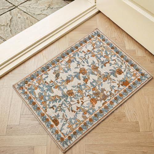 TOPICK waschbar Fußmatte innen Vintage Schmutzfangmatte 40x60cm Orange Beige