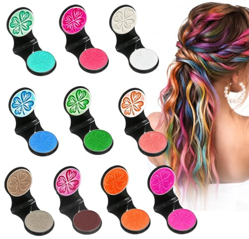 Lot De 10 Craie Cheveux ColoréEs,Teinture Temporaire Lavable | Craie Pour Cheveux Set, RéSultat Uniforme, IdéAl Pour Filles Et GarçOns, Cadeau Anniversaire, NoëL
